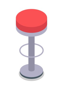 Bar tabure izole kırmızı renkte. Düz tasarım.