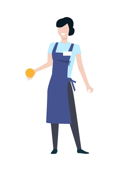 Tienda Asistente Mujer Personaje Vector Ilustración — Vector de stock