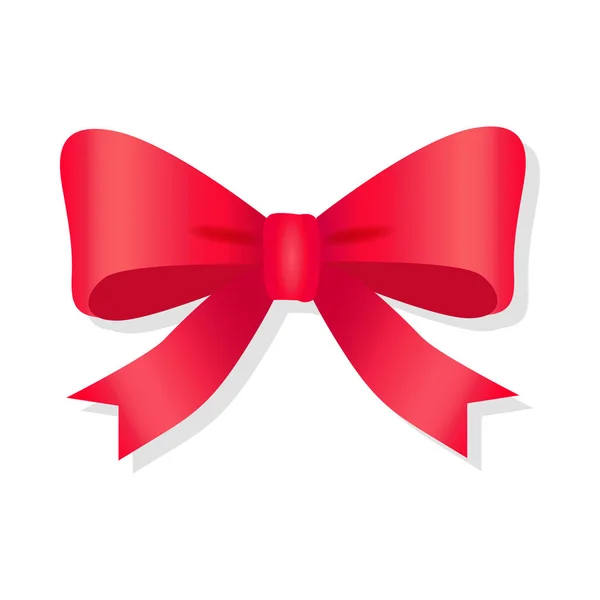 Red Bow Isolated on White. Pussy Bright Bowknot. — Stock Vector
