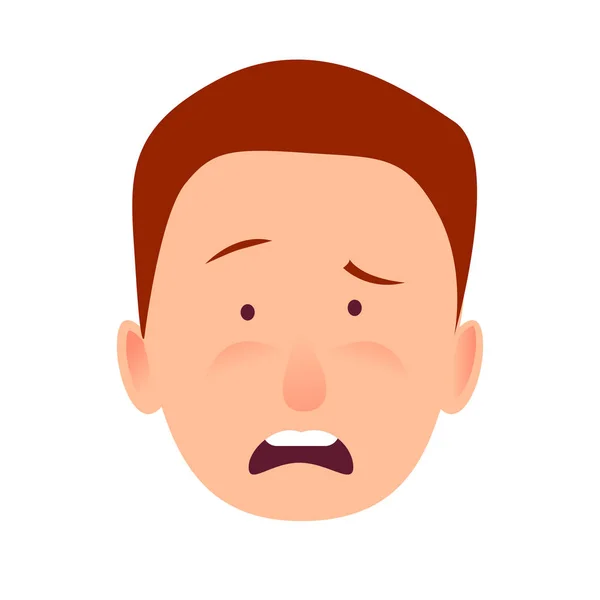 Distressed Face Emotion on Man-child Close-up — Stock Vector