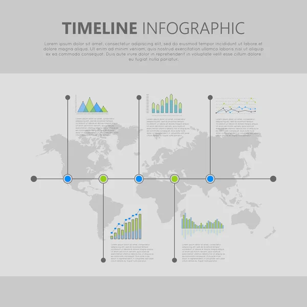 Tidslinjen Infographic Vector med diagram och Diagram — Stock vektor