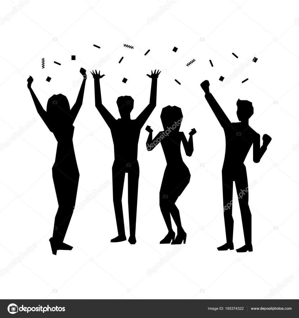 People Having Fun With Confetti Party Shadow Theme Stock Vector Image By C Robuart 165374322