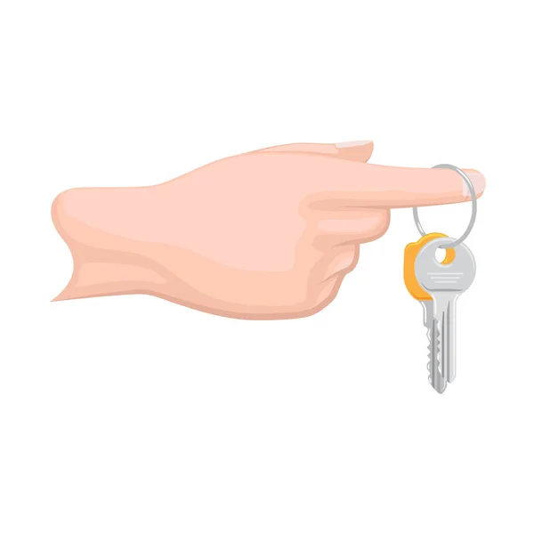 Clés sur porte-clés dans le vecteur de style plat main humaine — Image vectorielle