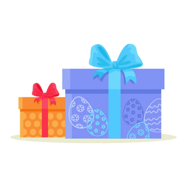 Cajas de regalo de Pascua feliz aislado en Vector blanco — Vector de stock