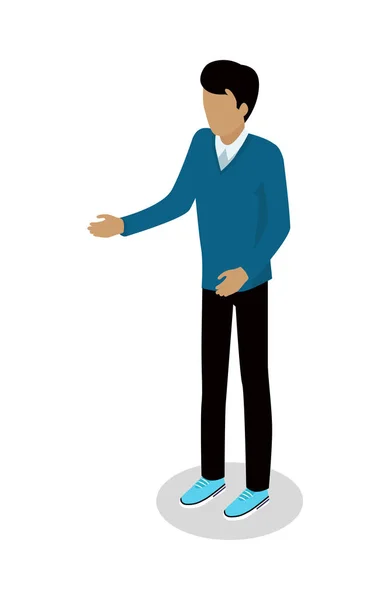 Man in Casual Clothes Vector Isometric Icon — Stock Vector