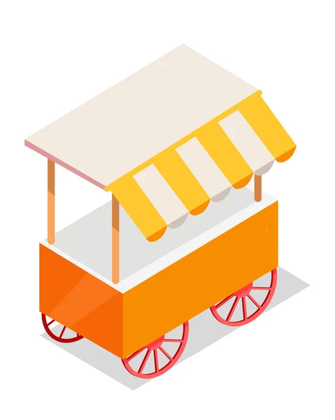 Street Cart Store on Wheels Ícone do Vetor Isométrico — Vetor de Stock