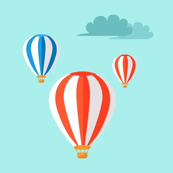 Airballoons Flying in Blue Sky Vector Illustration — Stock Vector