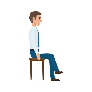 Takım elbise yan görünüm izole sandalyede oturan adam