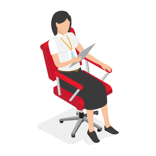 Mujer de negocios en Red Office Chair Illustration — Archivo Imágenes Vectoriales