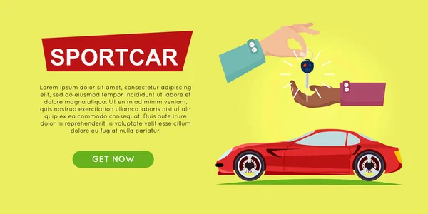 Vásárlás Sportcar Online. Autó eladó. Web Banner. — Stock Vector