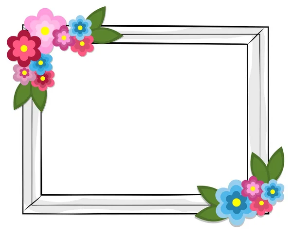 Cadre Photo Rectangulaire Fleurs Colorées Isolé — Image vectorielle
