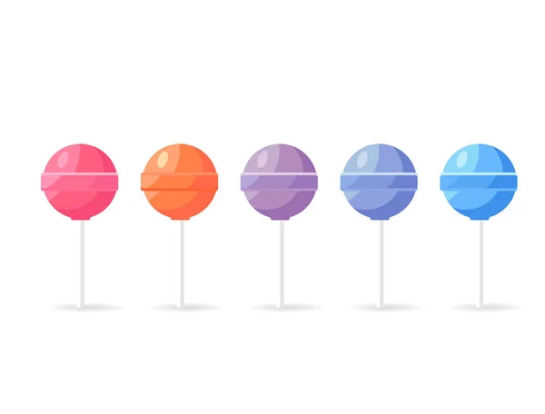 Conjunto de caramelos Lollipops aislado sobre fondo blanco — Vector de stock