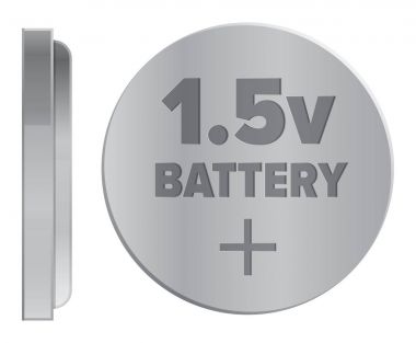 Gümüş 1.5V pil illüstrasyon izole.