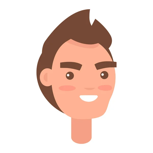 Männliche Karikatur Kopf mit Lächeln isolierte Illustration — Stockvektor