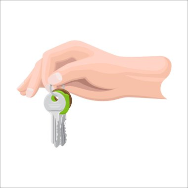 Arm Holds Bunch of Keys by Key Ring Illustration clipart