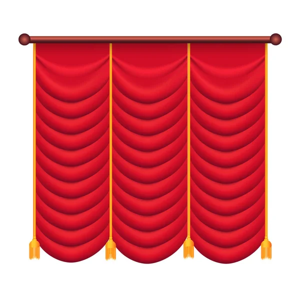 赤いカーテン。シルク シアター カーテン イラスト — ストックベクタ