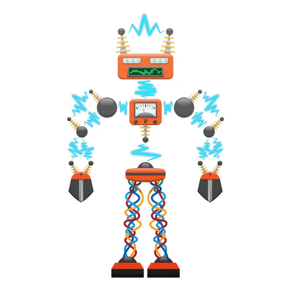 Stora elektriska Robot med detektorer Illustration — Stock vektor