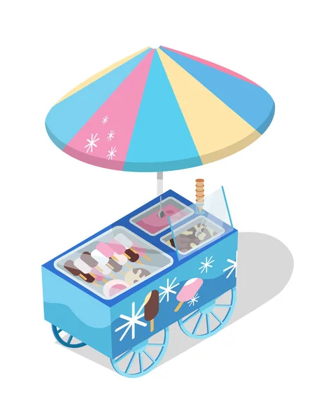 Ice Cream Cart sklepu izometryczny Vector Icon — Wektor stockowy