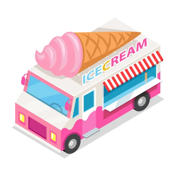 Το φορτηγό Ice Cream στην ισομετρική προβολή. Διάνυσμα — Διανυσματικό Αρχείο