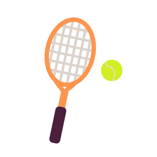 Schläger und Tennisball in Nahaufnahme Grafik-Ikone — Stockvektor