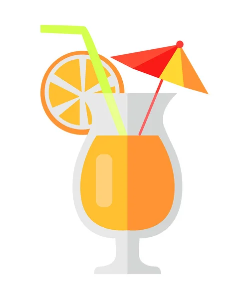 橙色的鸡尾酒，用水果切片和伞 — 图库矢量图片