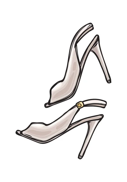 Chaussures pour femmes avec orteil ouvert dans un style d'art de la bande dessinée — Image vectorielle