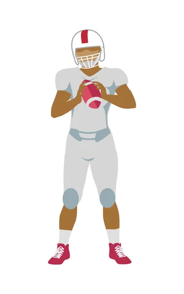 American Football speler in apparatuur met bal — Stockvector