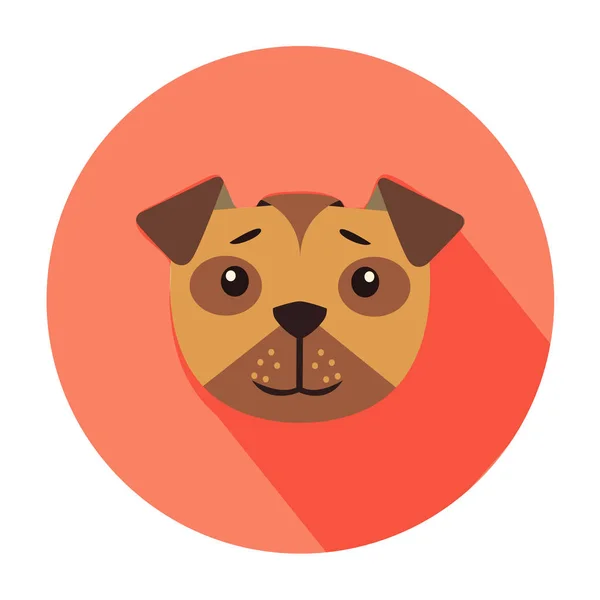 Cute Dog Muzzle Cartoon Flat Vector Icon — Stock Vector