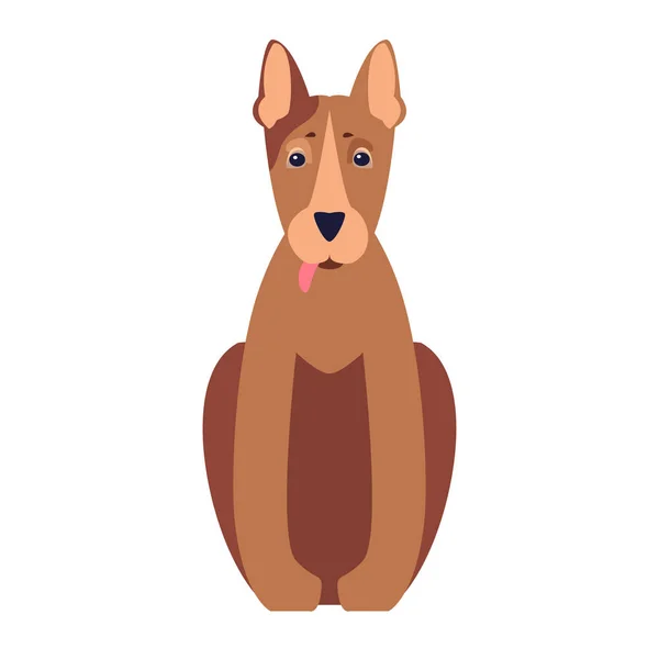 可爱的斗牛犬狗卡通平面矢量图标 — 图库矢量图片