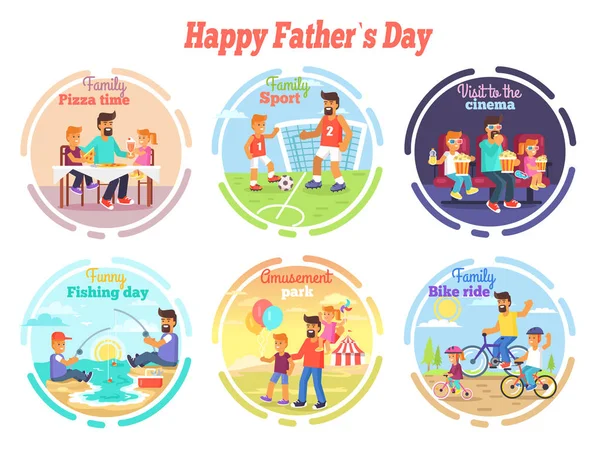 Happy Fathers Day Celebration Set of Illustrations — Stock Vector