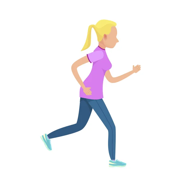 Jeune fille blonde dans Slinky Sport forme course — Image vectorielle