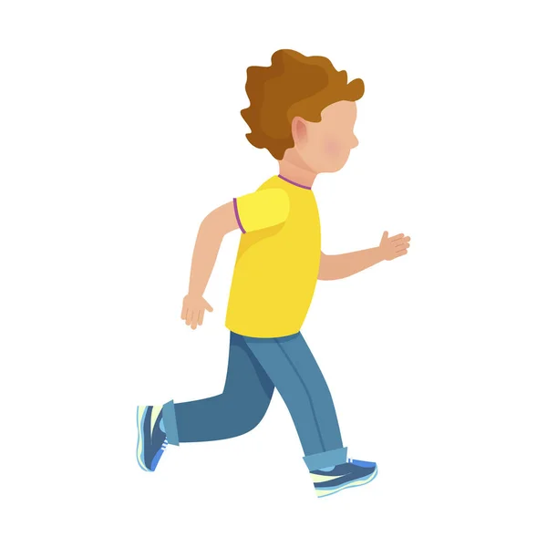 Faceless Young Boy Runs Isolated Illustration — Stock Vector