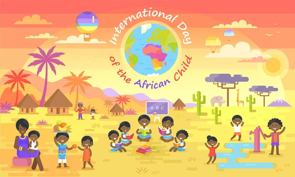 Mezinárodní den afrického dítěte na barevný plakát — Stockový vektor