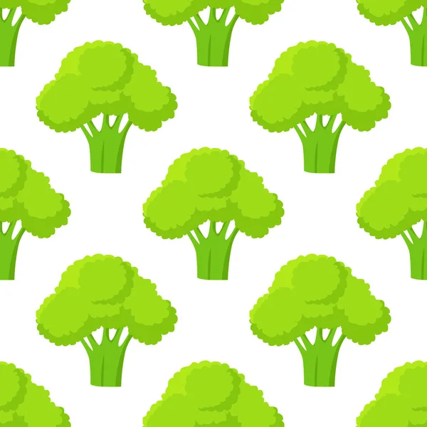 Broccoli Green Head or Flower Bud Seamless Pattern — Stock Vector