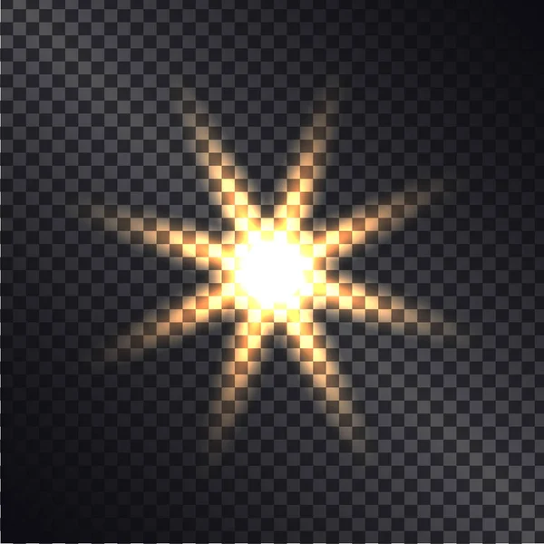Soleil de foudre déconcentré sur fond transparent — Image vectorielle