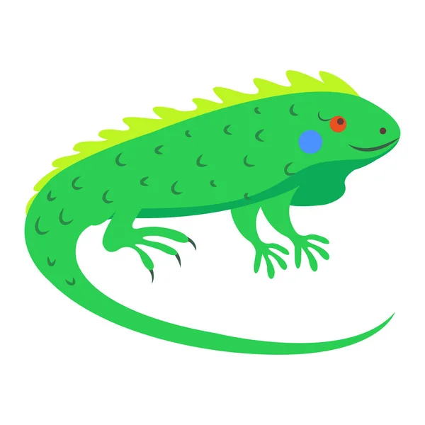 Etiqueta engomada plana del vector de la historieta de Iguana linda o icono — Vector de stock