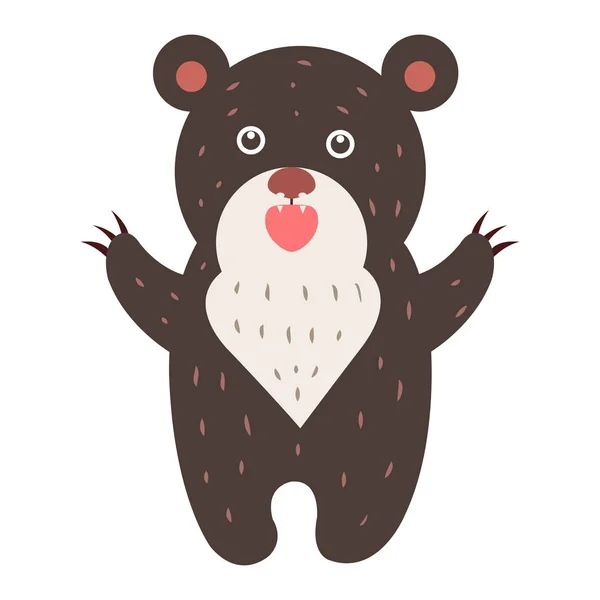 Autocollant ou icône vectoriel plat de bande dessinée d'ours mignon — Image vectorielle