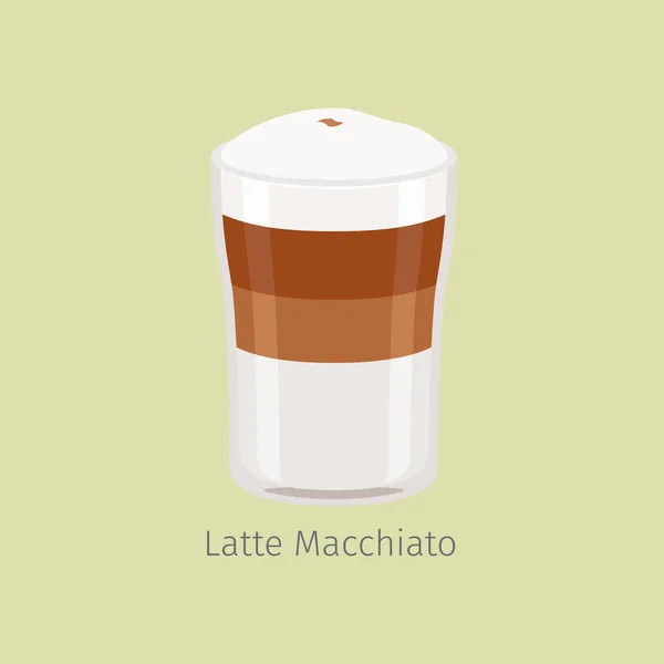 Coupe en verre de Latte Macchiato plat vecteur couches — Image vectorielle
