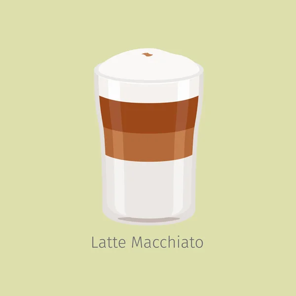 Copo de vidro de camadas Latte Macchiato Flat Vector — Vetor de Stock