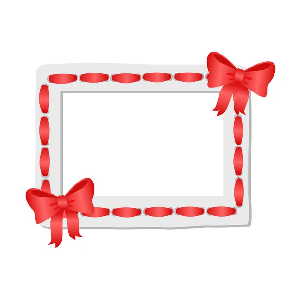 White Frame with Rounded Edges Decorated Red Tape — Stock Vector