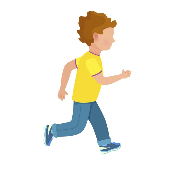 Arctalan fiatal fiú fut elszigetelt illusztráció — Stock Vector