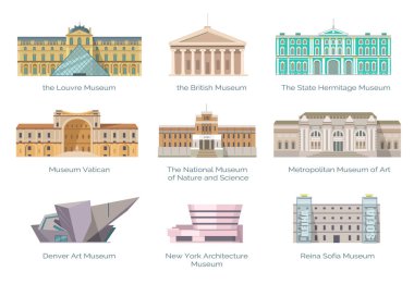 Most Famous Museums in Whole World Illustration clipart