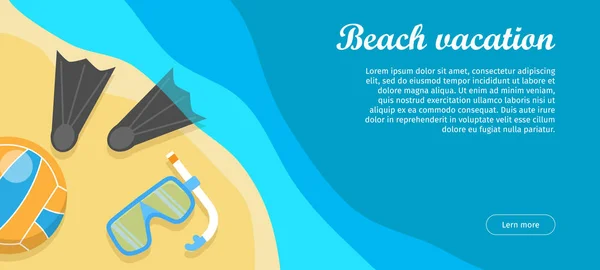 Praia Férias Flat Design Vector Web Banner — Vetor de Stock