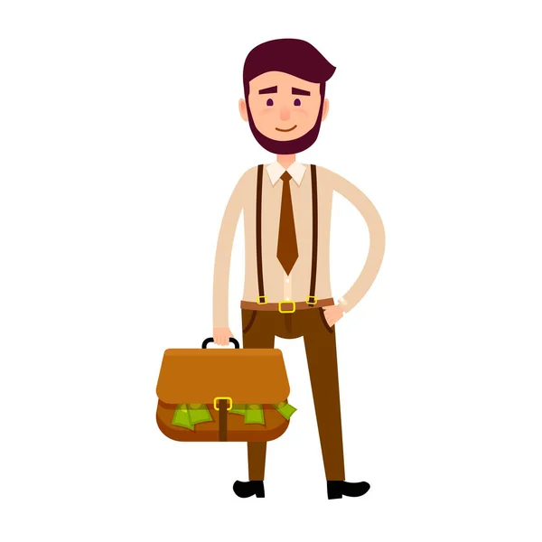 Bisnessman avec sac plein d'illustration d'argent — Image vectorielle