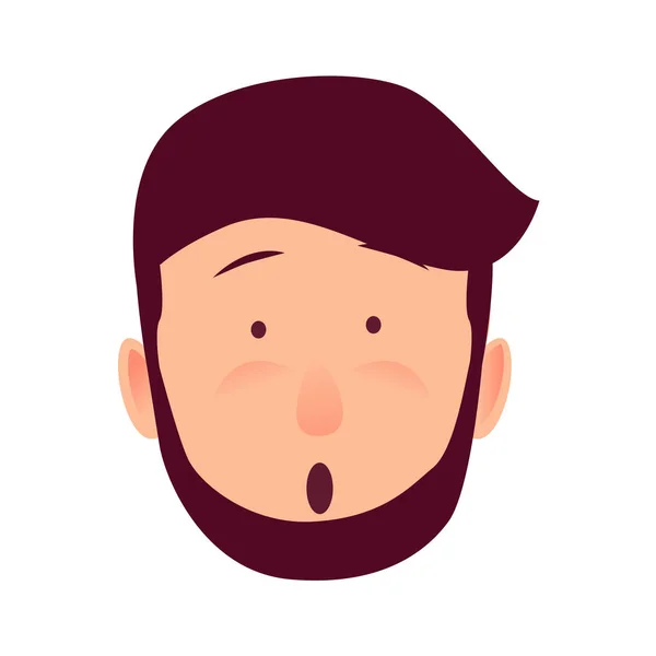 Surprised Young Man Rosy Face Flat Vector Icon — Stock Vector