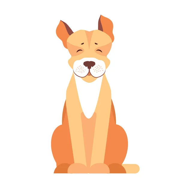 Cute Pit Bull Dog Cartoon Flat Vector Icon — Stock Vector
