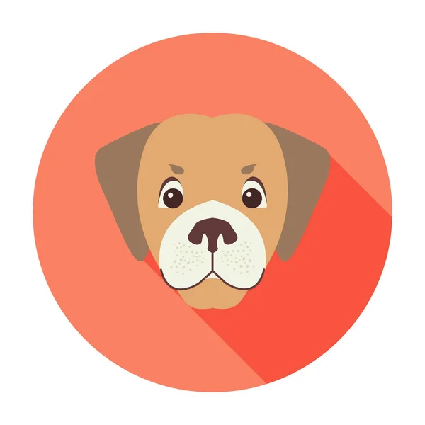 Cute Dog Muzzle Cartoon Flat Vector Icon — Stock Vector