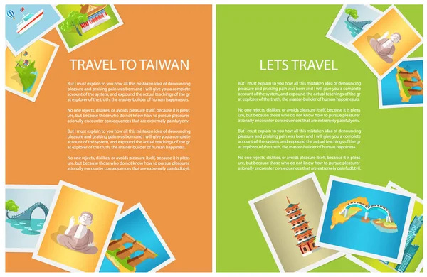 Dwie karty pionowy podróż do Tajwanu i pusci — Wektor stockowy