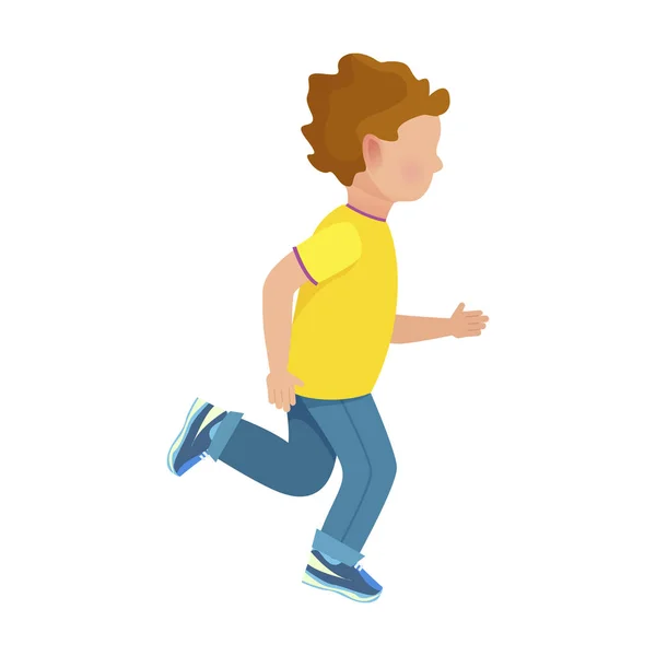 Faceless Young Boy Runs Isolated Illustration — Stock Vector