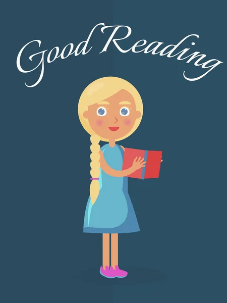 Boa leitura Placard com Loira Menina Ilustração —  Vetores de Stock